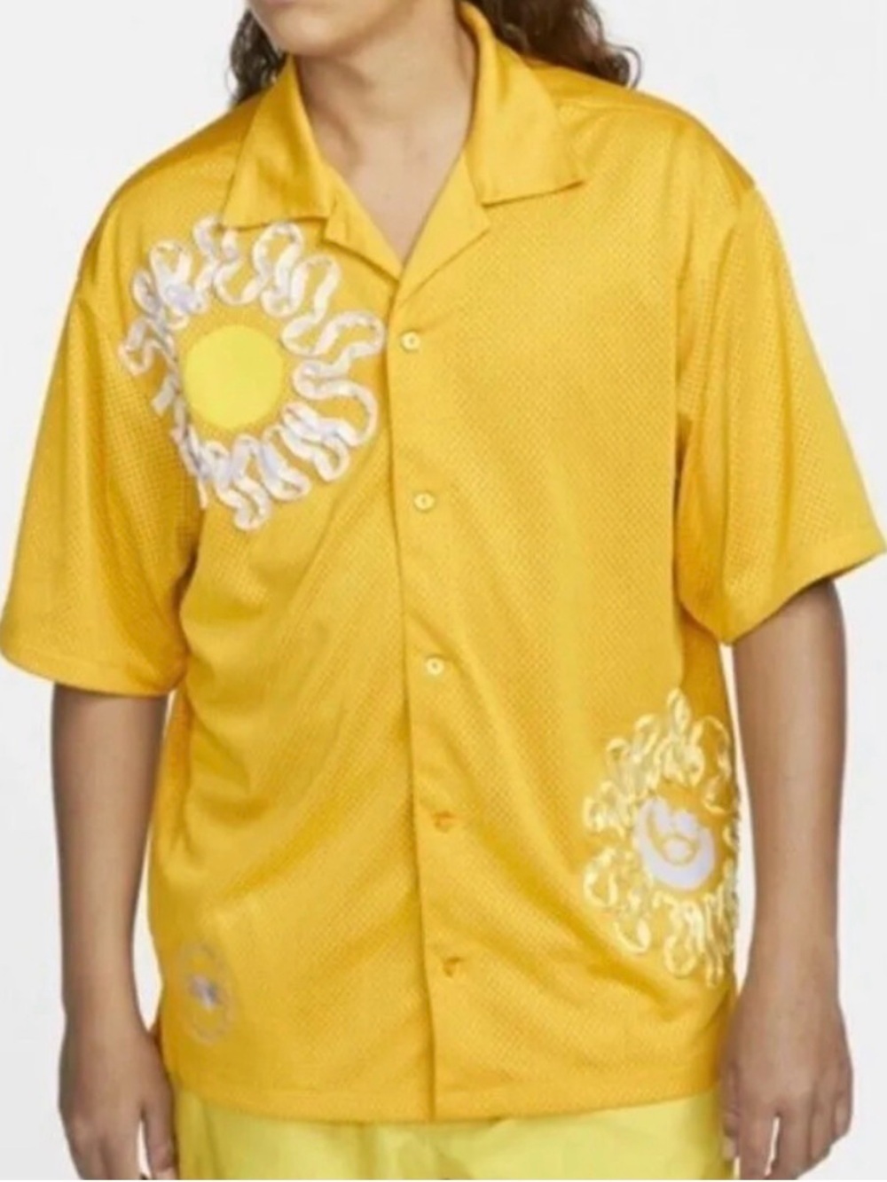 NWT Nike Project Uphoria Button Up Mesh Short Sleeve Shirt Yellow Men’s Medium